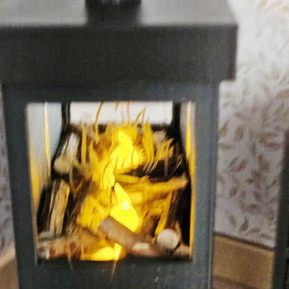 Black Log Burner Fireplace with Light – alternate view 3 | 1:12 scale dolls house miniature
