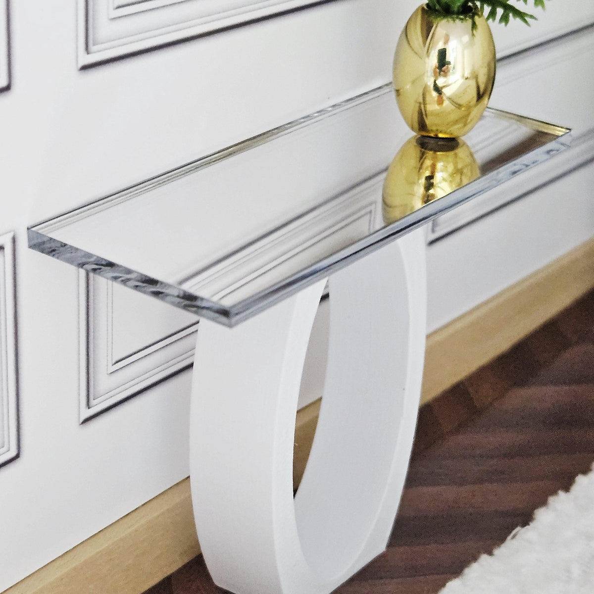 Modern Dolls House Console Table | Oval Base Accent Table | 1:12 Scale Miniature