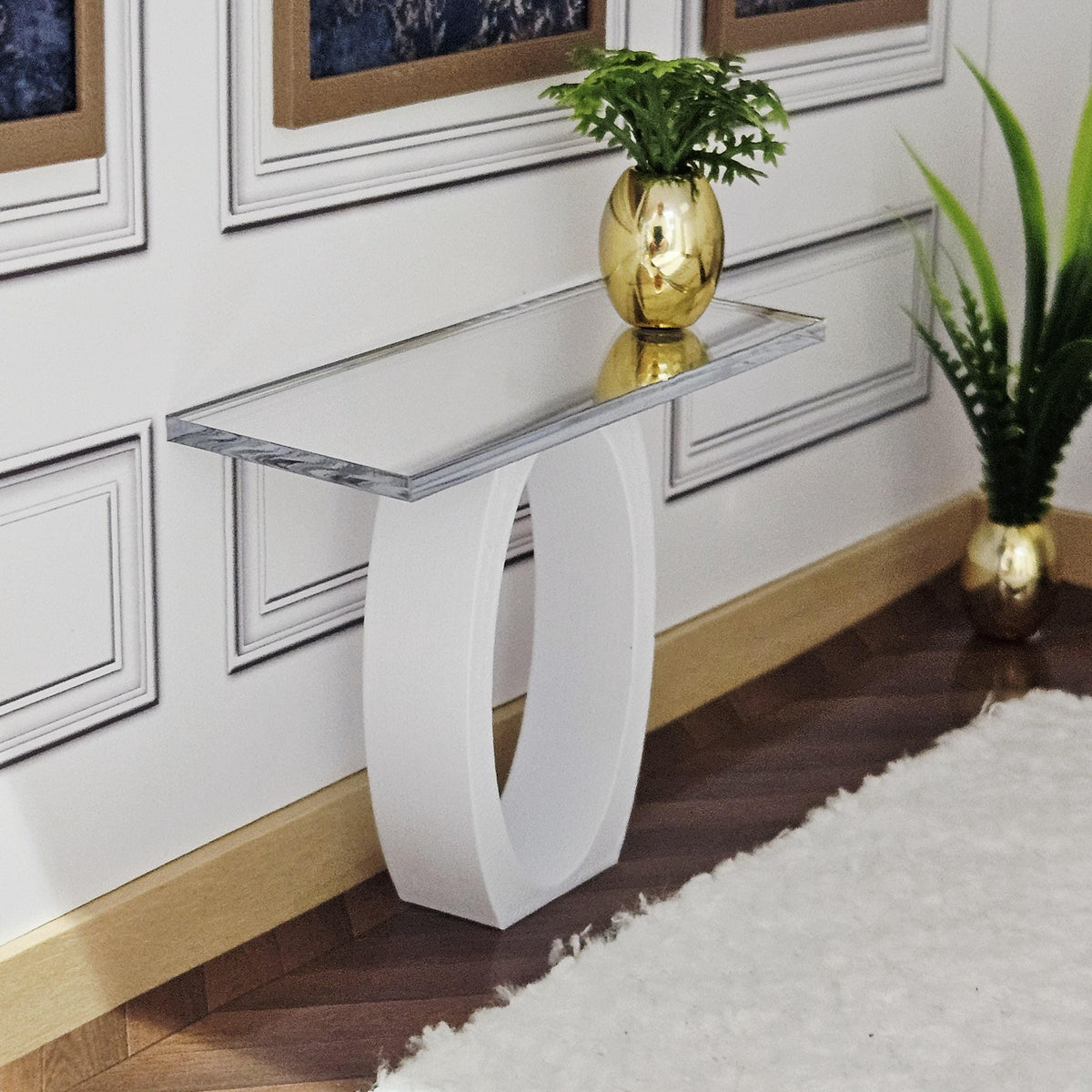 Modern Dolls House Console Table | Oval Base Accent Table | 1:12 Scale Miniature