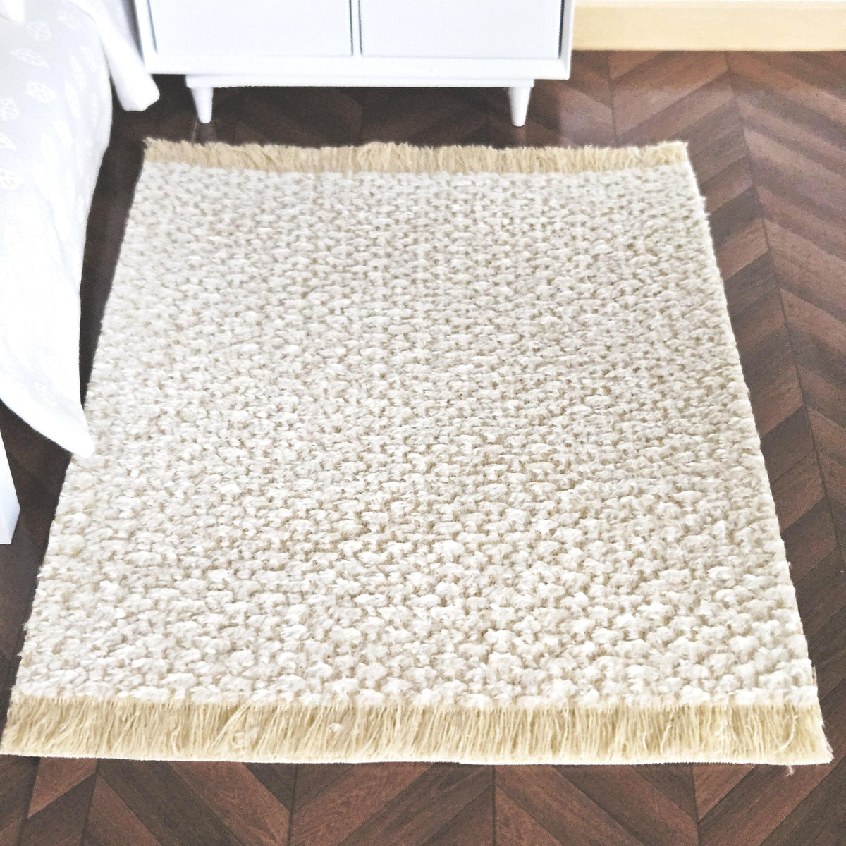 Dolls House Light Beige Rug | Miniature Carpet | Neutral Floor Decor | 1:12 Scale