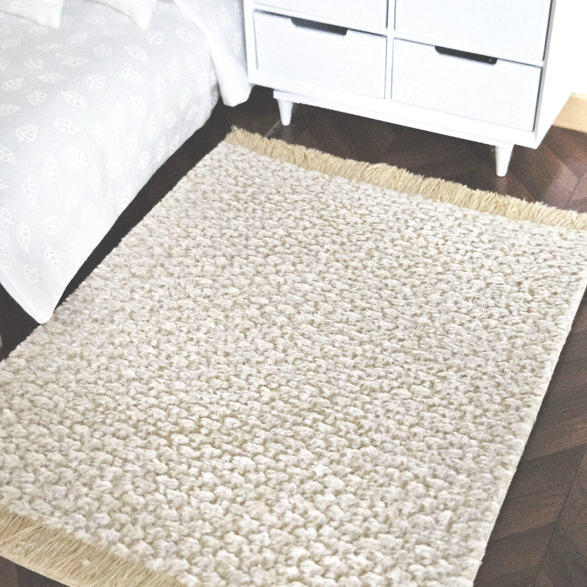 Dolls House Light Beige Rug | Miniature Carpet | Neutral Floor Decor | 1:12 Scale