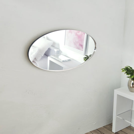 Dolls House Modern Large Oval Mirror – Silver Acrylic | 1:12 Scale Miniature
