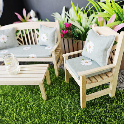 Garden Furniture Set – Sage Daisy – alternate view 3 | 1:12 scale dolls house miniature
