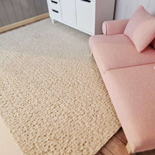Dolls House Large Light Beige Rug | Miniature Carpet | Neutral Floor Decor | 1:12 Scale