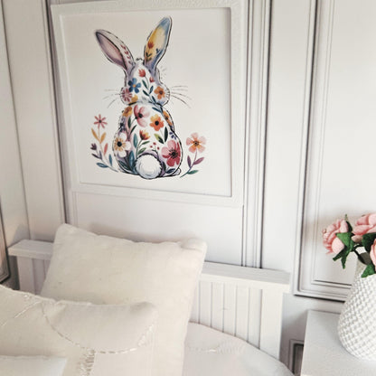 Floral Bunny Print – alternate view 3 | 1:12 scale dolls house miniature