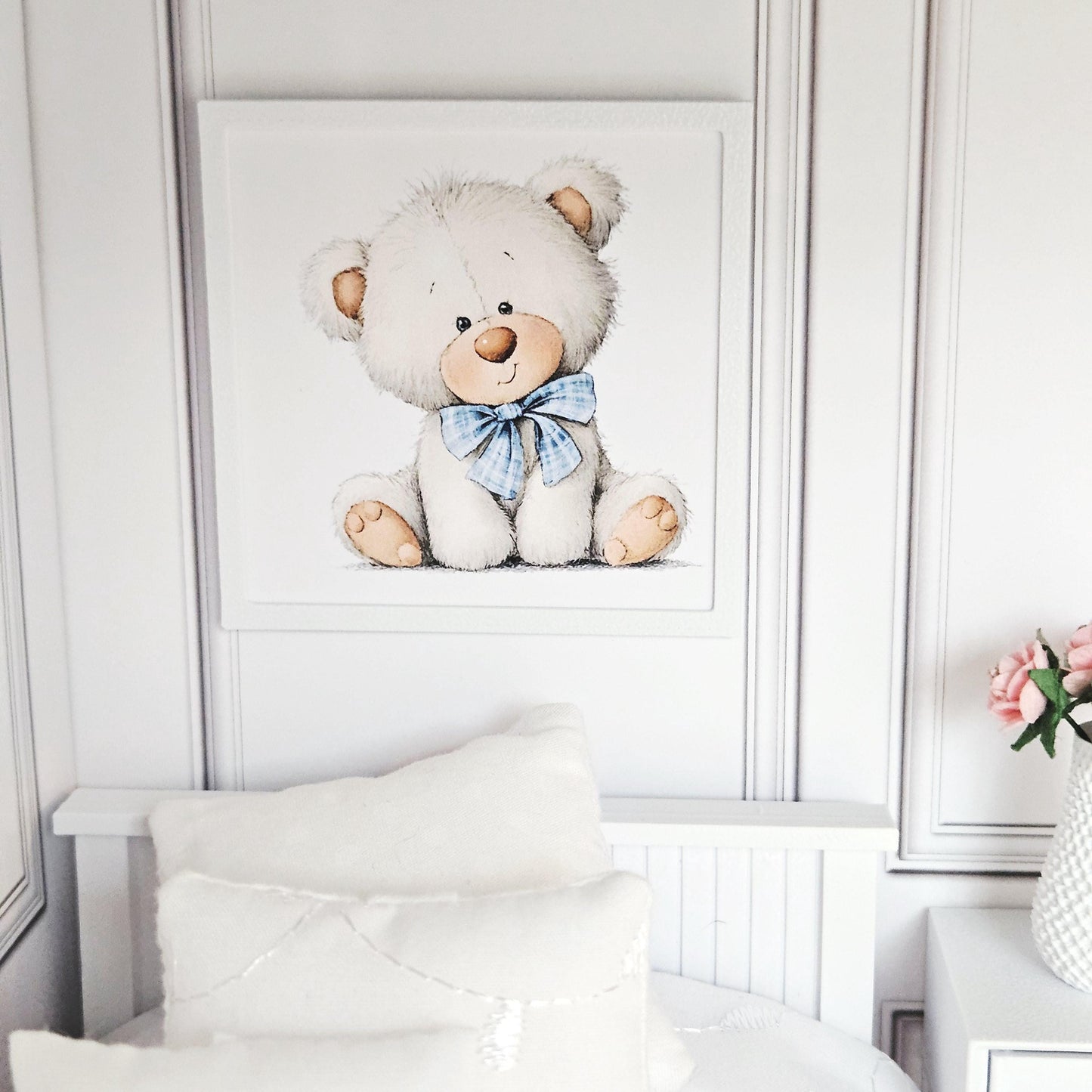 Dolls House Teddy Bear Print | 1:12 Scale Miniature Framed Wall Art