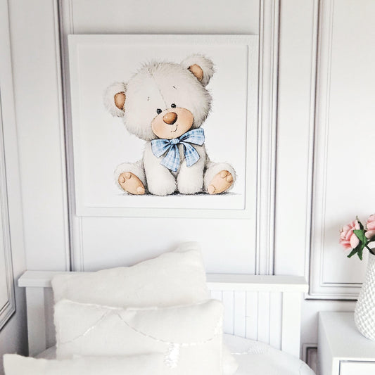 Dolls House Teddy Bear Print | 1:12 Scale Miniature Framed Wall Art