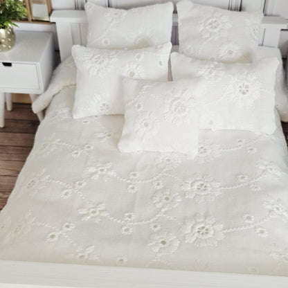 Broderie Anglaise Double Bedding – alternate view 7 | 1:12 scale dolls house miniature