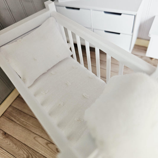 White or Cream Cot Bedding Set | 1:12 scale dolls house miniature