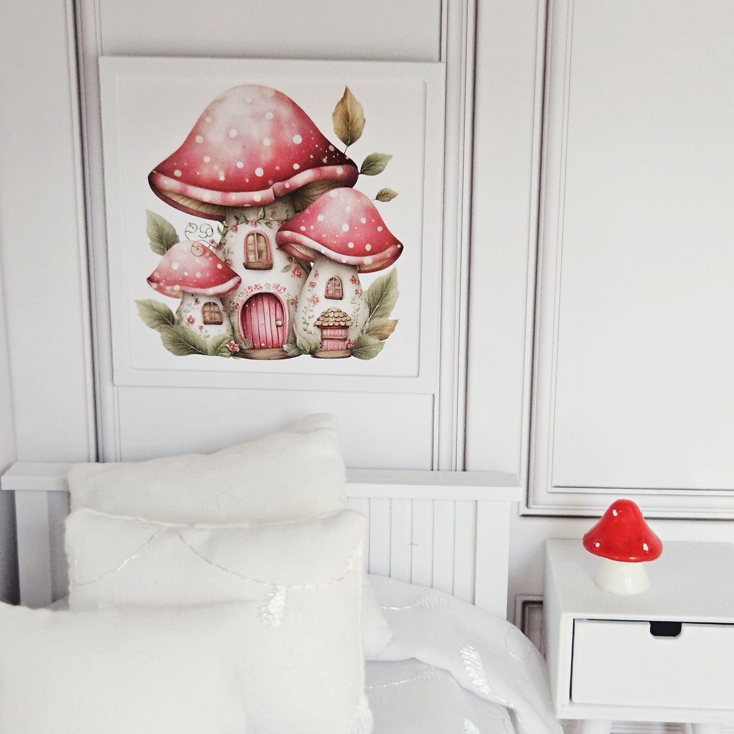 Dolls House Toadstool picture, miniature Framed Wall Art, mushroom picture, 1:12 Scale