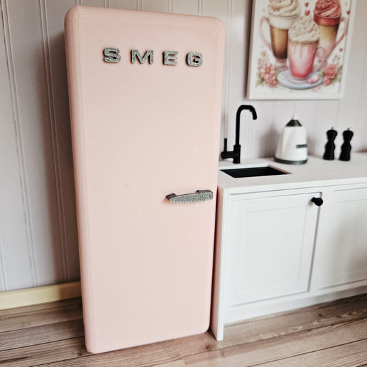 Pink SMEG Fridge – alternate view 2 | 1:12 scale dolls house miniature
