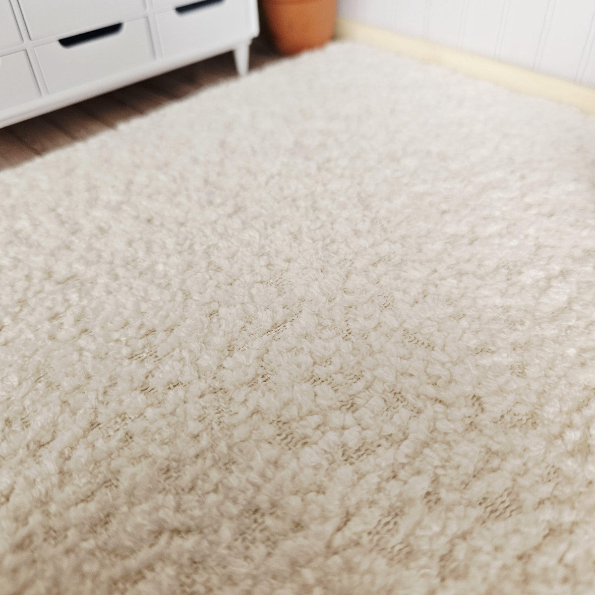 Dolls House Large Bouclé Rug | Cream Textured Carpet | Modern Flooring | 1:12 Scale