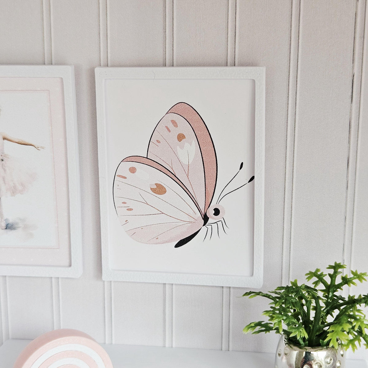 Print Set | 3 Pink Butterflies & Ballerina Wall Art