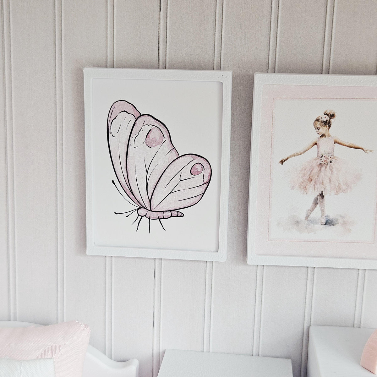Print Set | 3 Pink Butterflies & Ballerina Wall Art