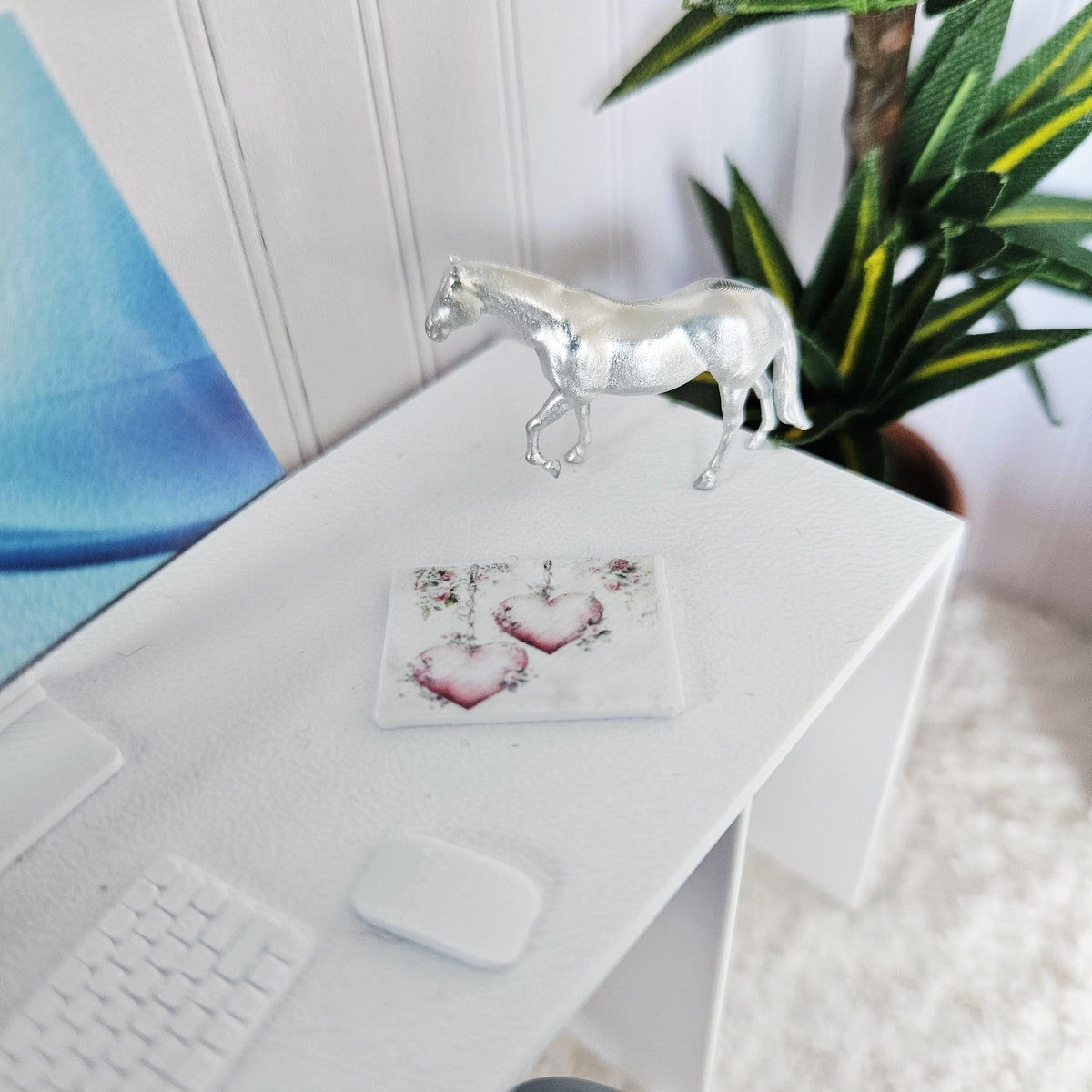 Dolls House Computer Set | Miniature Desktop PC with Keyboard & Mouse | 1:12 Scale