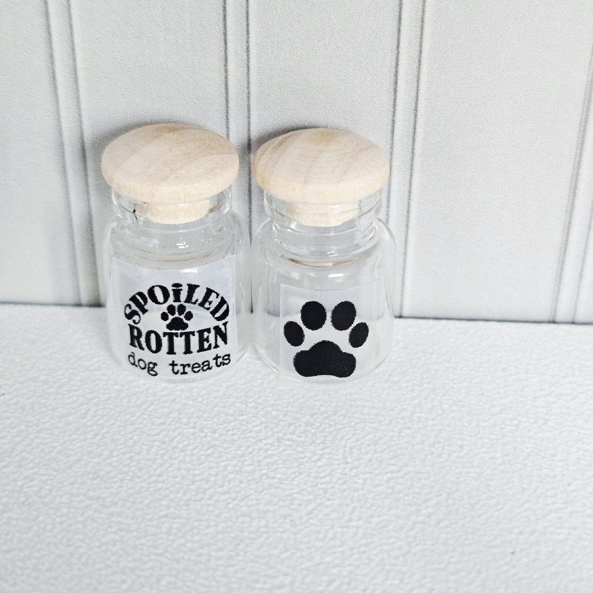 Dolls House Dog Treat Jars | Set of 2 Glass Style Jars with Lids | Pet Accessories | 1:12 Scale