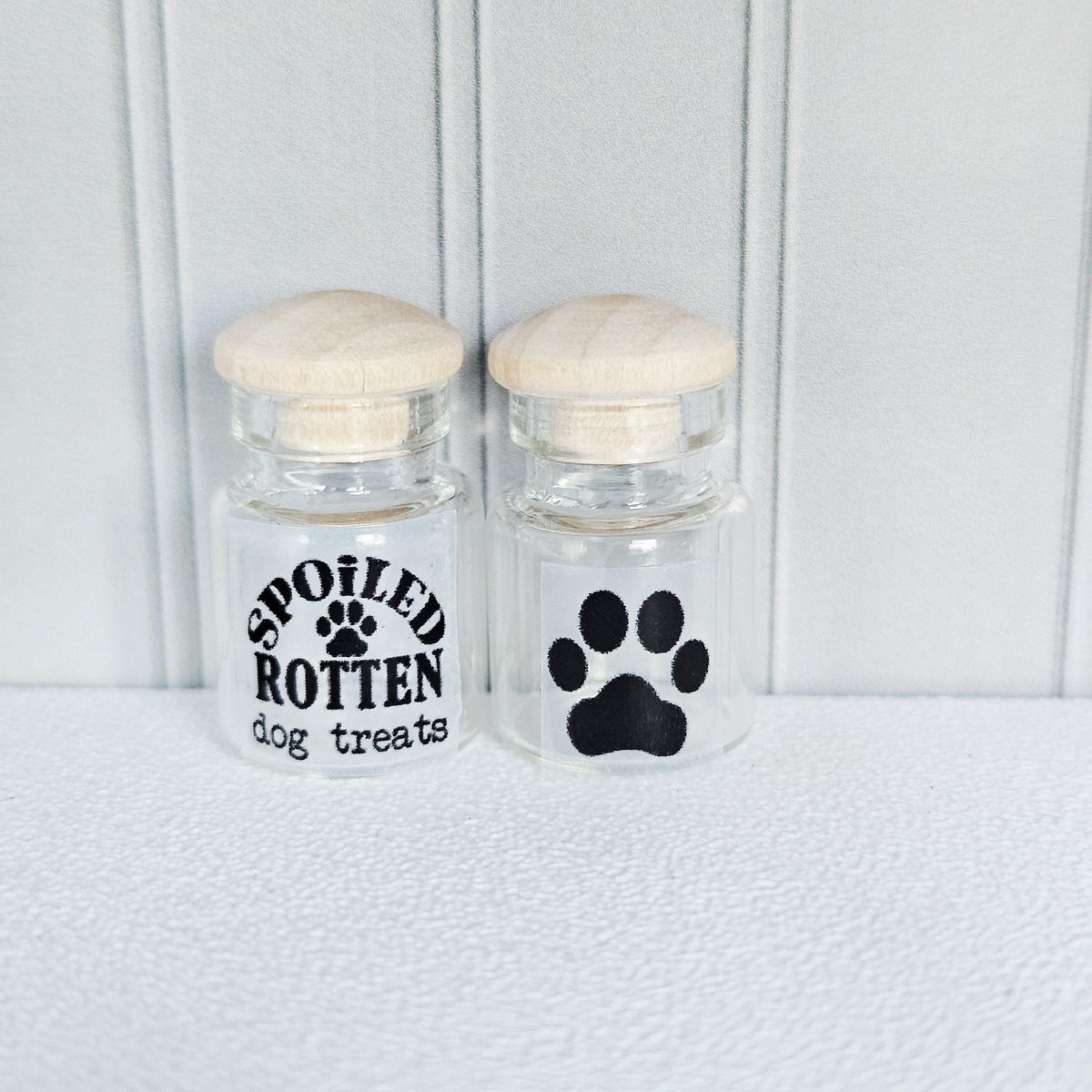 Dolls House Dog Treat Jars | Set of 2 Glass Style Jars with Lids | Pet Accessories | 1:12 Scale