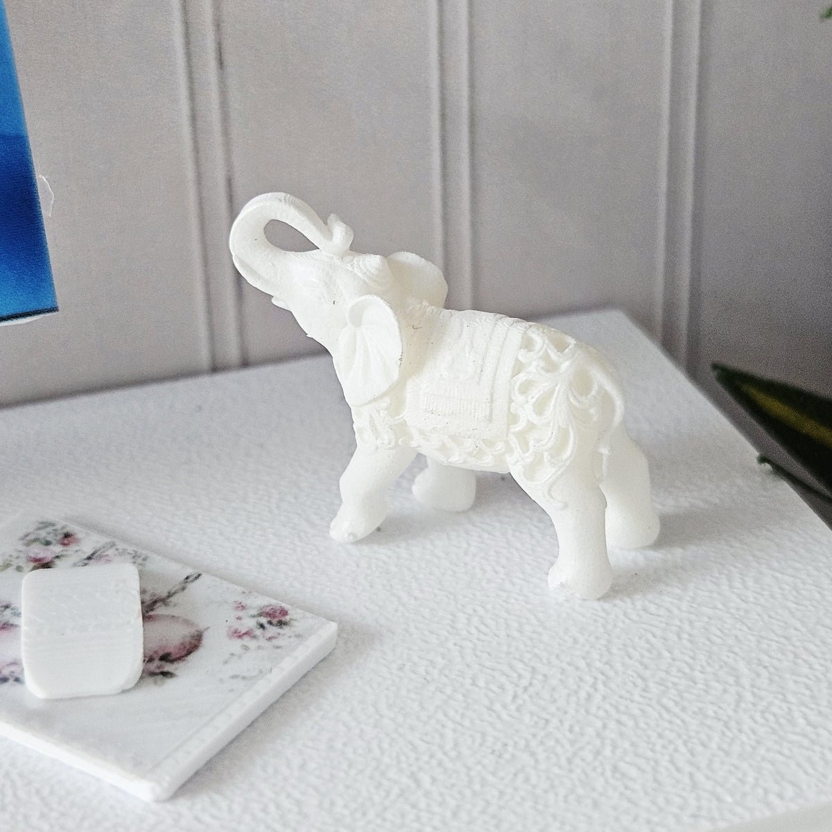 Dolls House Elephant Ornament | Miniature Animal Figure | Decorative Home Accent | 1:12 Scale
