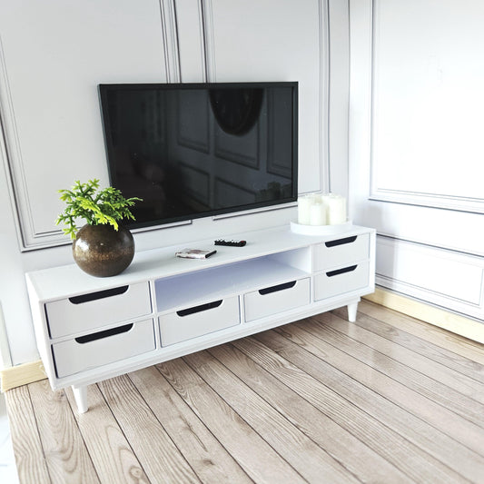 Dolls House Modern TV Unit, 1:12 Scale Miniature TV stand