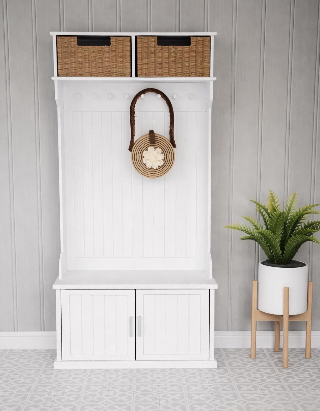 Hallway Storage Unit with Baskets – alternate view 3 | 1:12 scale dolls house miniature