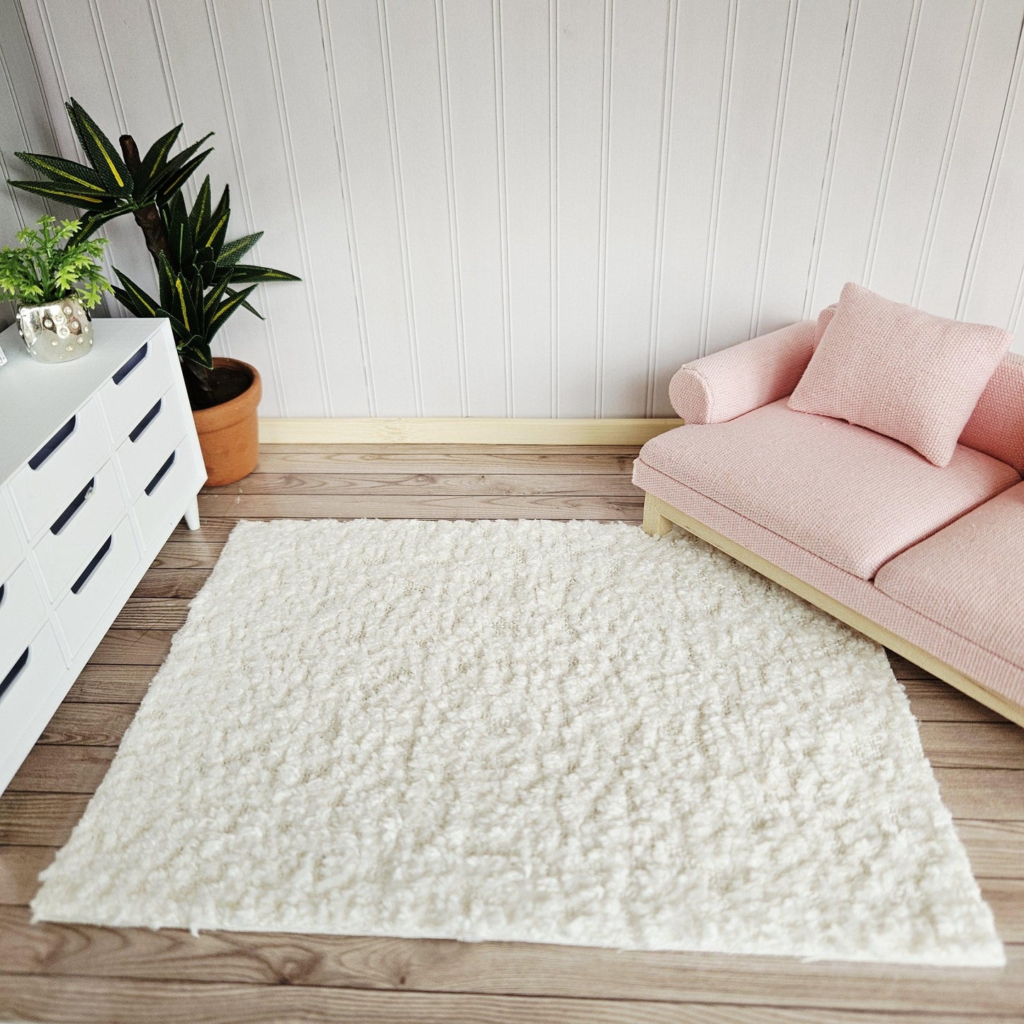 Dolls House Cream Boucle Rug | 1:12th Scale | Miniature Rug