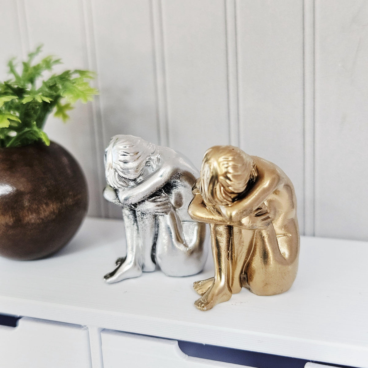 Dolls House Seated Lady Ornament | Contemporary Sculpture Figure | Modern Miniature Decor | 1:12 Scale