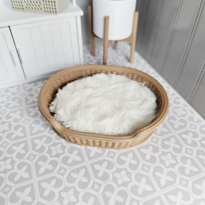 Natural Wicker Dog Bed – alternate view 3 | 1:12 scale dolls house miniature