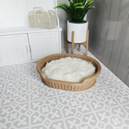 Natural Wicker Dog Bed – alternate view 4 | 1:12 scale dolls house miniature