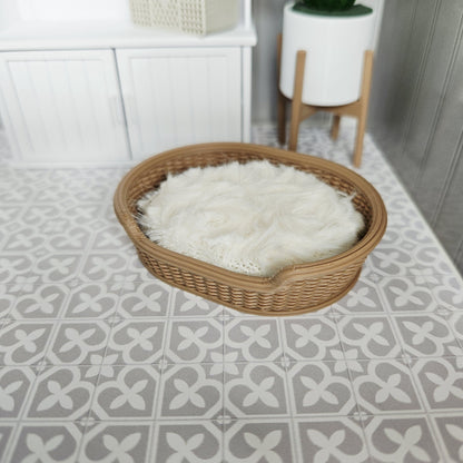 Natural Wicker Dog Bed – alternate view 5 | 1:12 scale dolls house miniature