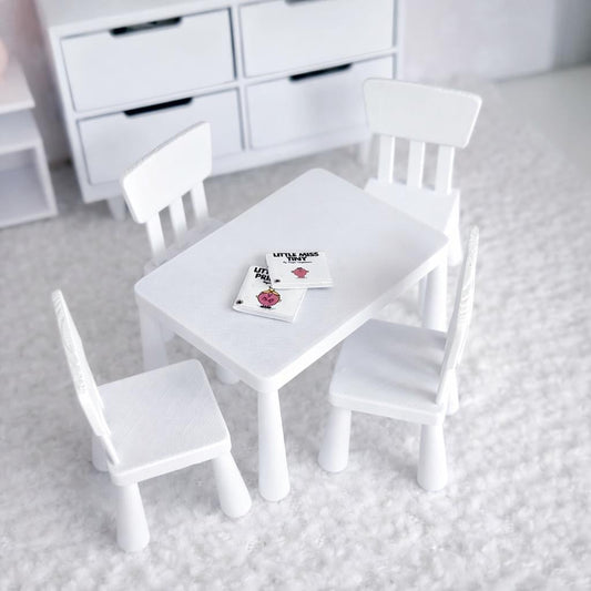 1:12 Scale Dolls House Children’s Table & Chairs | Modern IKEA Style | Plain Set