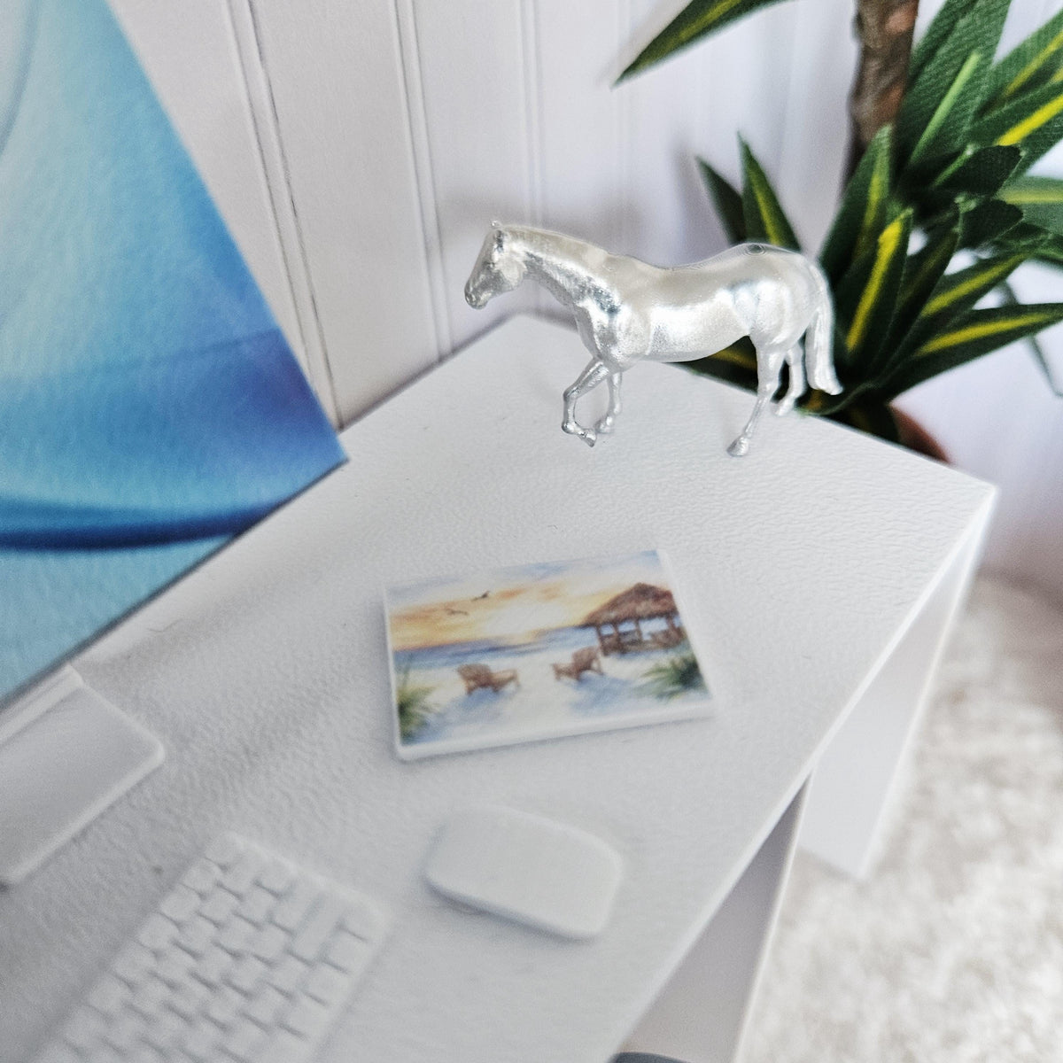 Dolls House Computer Set | Miniature Desktop PC with Keyboard & Mouse | 1:12 Scale