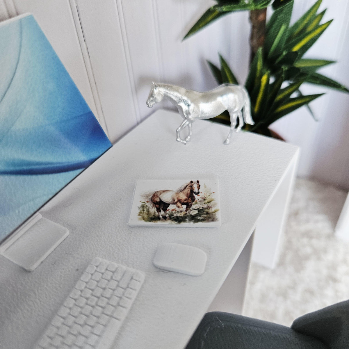 Dolls House Computer Set | Miniature Desktop PC with Keyboard & Mouse | 1:12 Scale