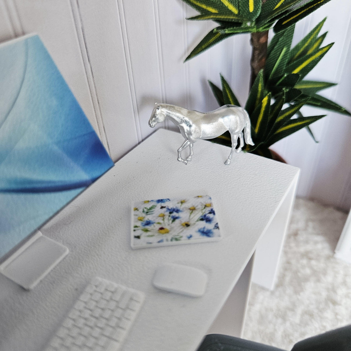 Dolls House Computer Set | Miniature Desktop PC with Keyboard & Mouse | 1:12 Scale