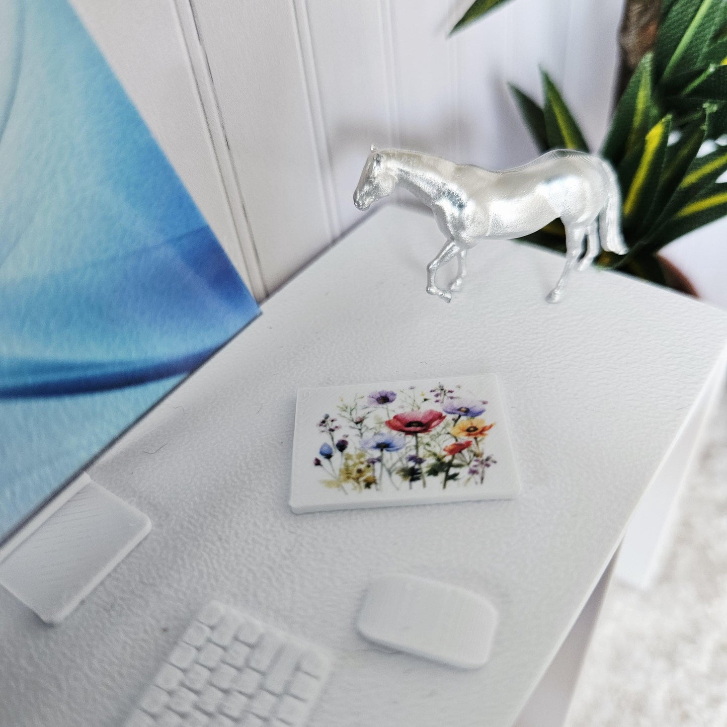 Dolls House Computer Set | Miniature Desktop PC with Keyboard & Mouse | 1:12 Scale