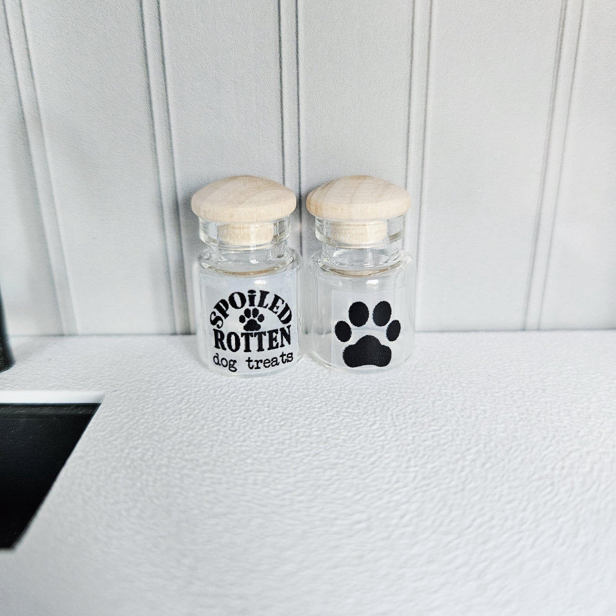 Dolls House Dog Treat Jars | Set of 2 Glass Style Jars with Lids | Pet Accessories | 1:12 Scale
