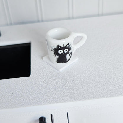 Black Cat Mug & Coaster Set – alternate view 4 | 1:12 scale dolls house miniature