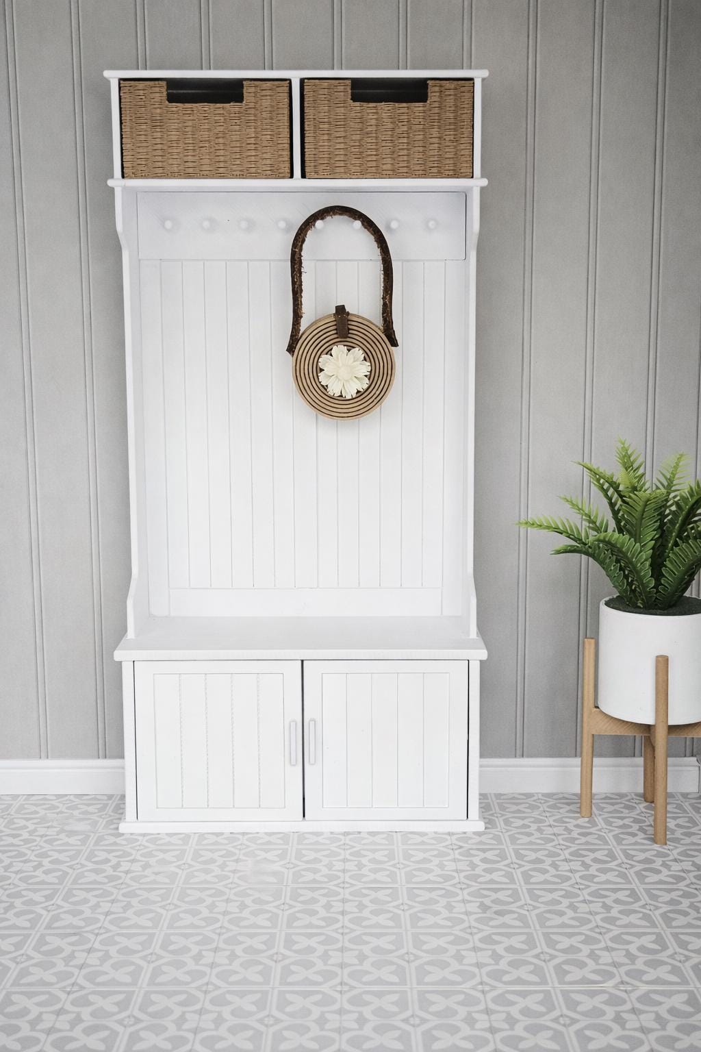 Hallway Storage Unit with Baskets – alternate view 2 | 1:12 scale dolls house miniature