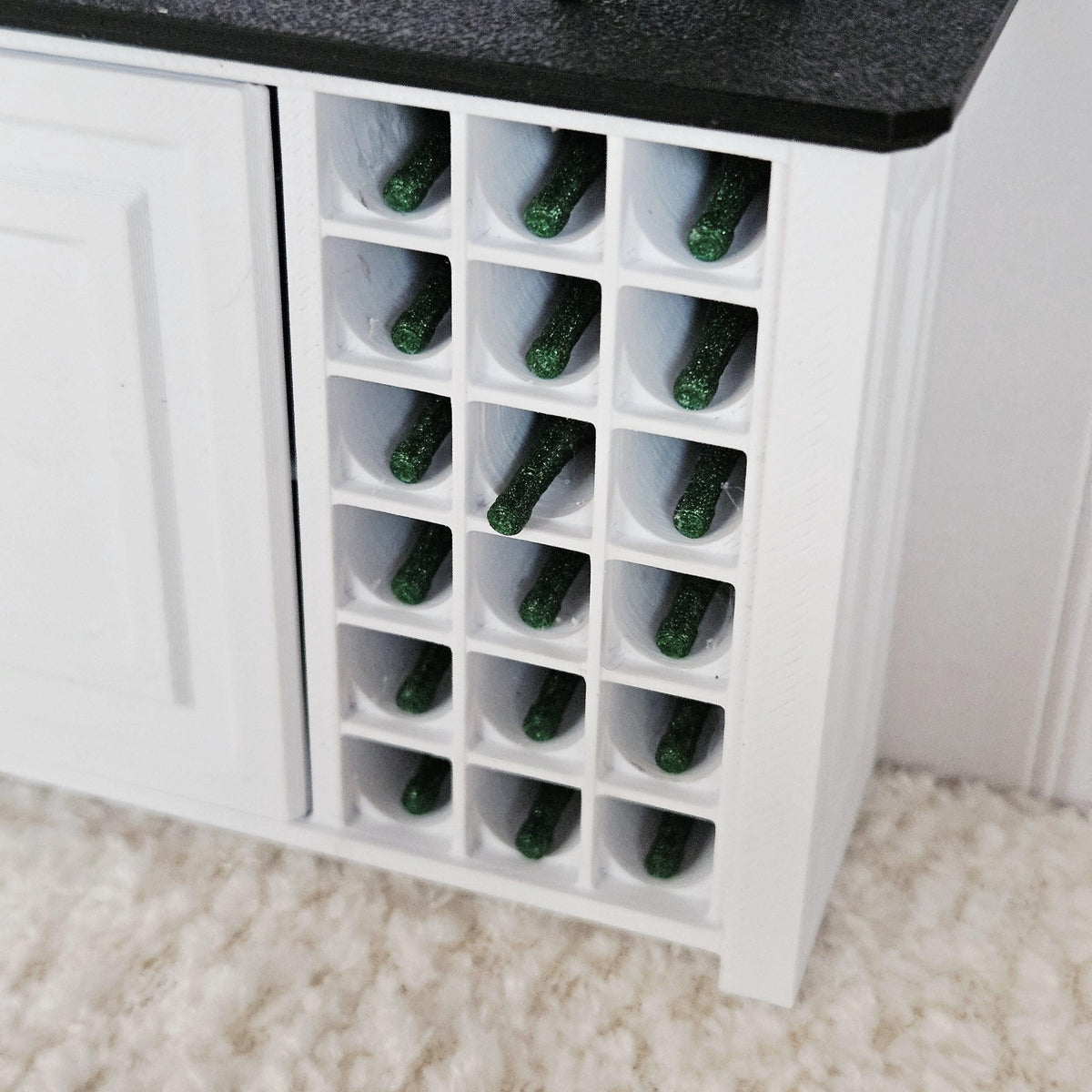 Dolls House Sideboard with Wine Rack | Miniature Cabinet with 18 Bottles | 1:12 Scale Furniture