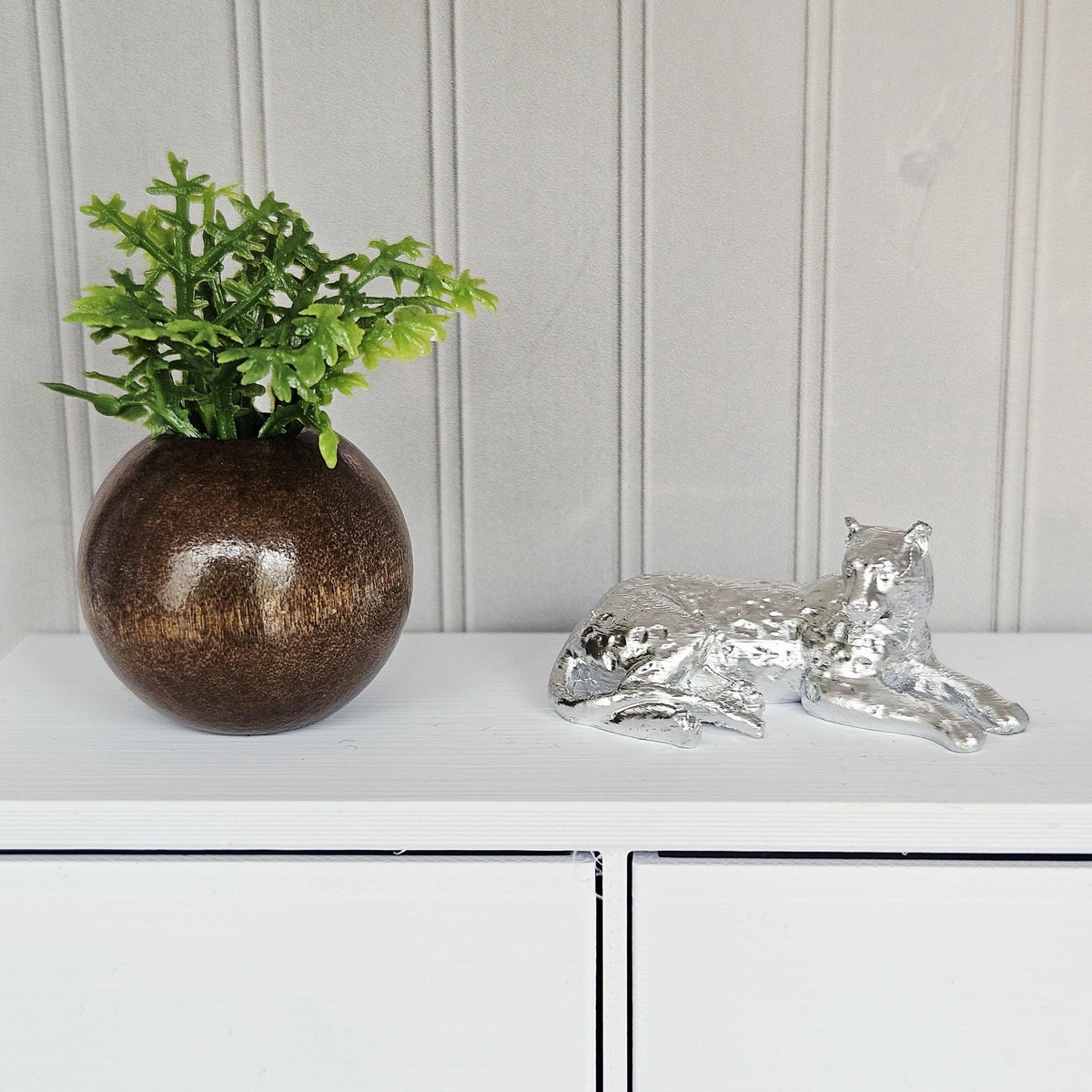 Dolls House Leopard Ornament | Lying Leopard Figure | Gold, Silver or Copper | 1:12 Scale