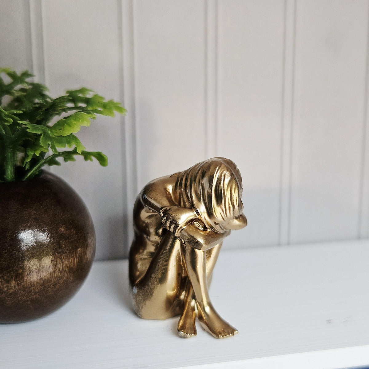 Dolls House Seated Lady Ornament | Contemporary Sculpture Figure | Modern Miniature Decor | 1:12 Scale