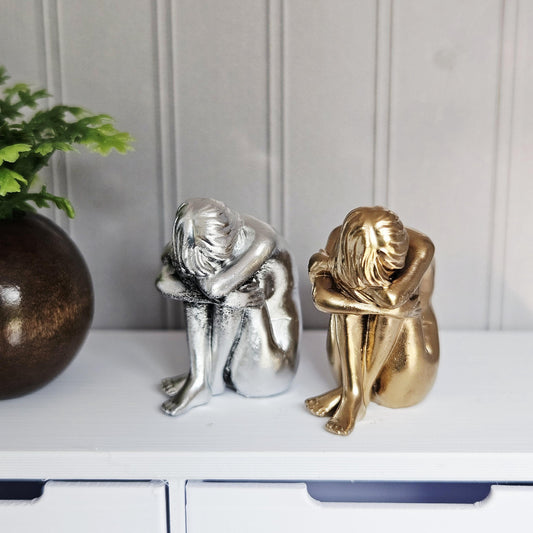 Dolls House Seated Lady Ornament | Contemporary Sculpture Figure | Modern Miniature Decor | 1:12 Scale