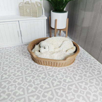 Natural Wicker Dog Bed | 1:12 scale dolls house miniature