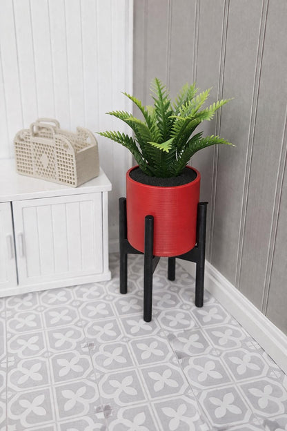 Modern Plant Pot with Stand & Plant – alternate view 3 | 1:12 scale dolls house miniature