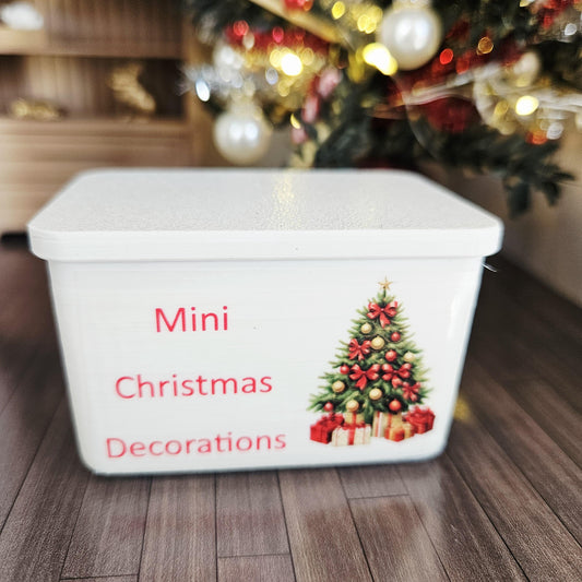 Dolls House Christmas Decorations Box | Mini Storage Box | Festive Accessory | 1:12 Scale