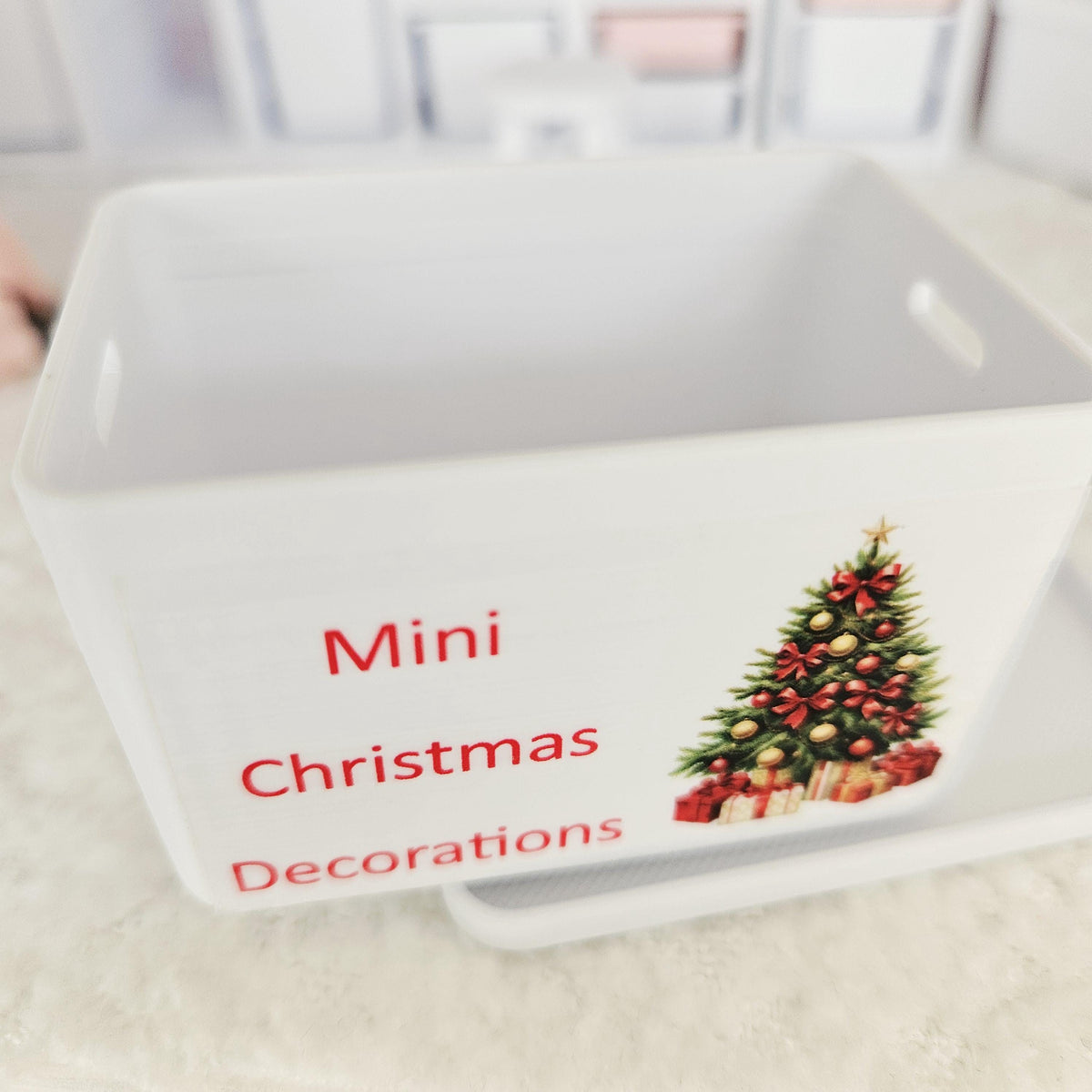 Dolls House Christmas Decorations Box | Mini Storage Box | Festive Accessory | 1:12 Scale
