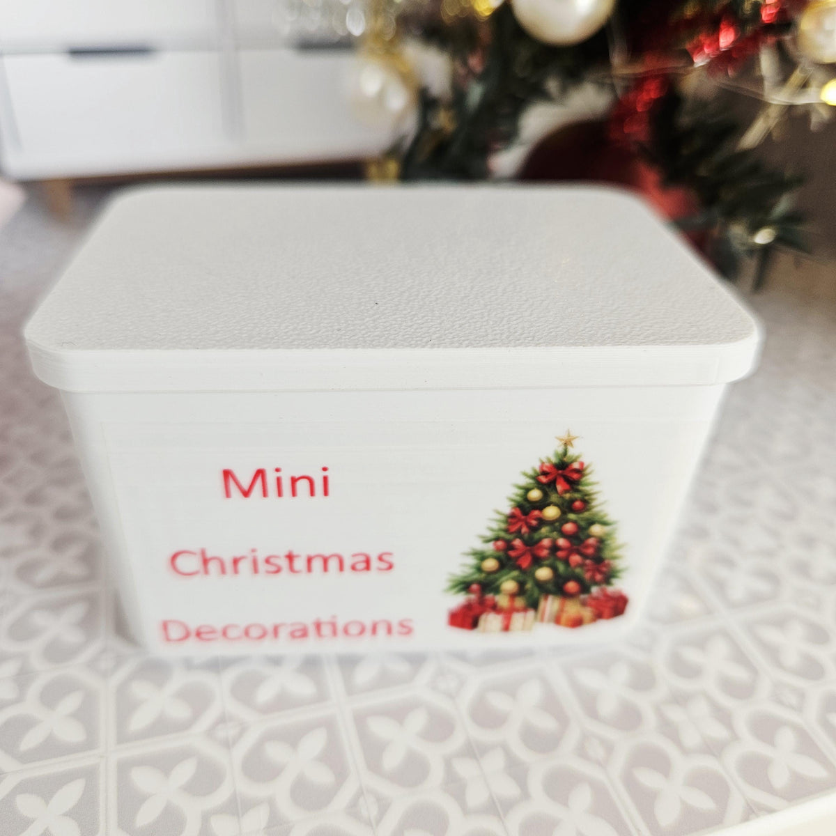 Dolls House Christmas Decorations Box | Mini Storage Box | Festive Accessory | 1:12 Scale