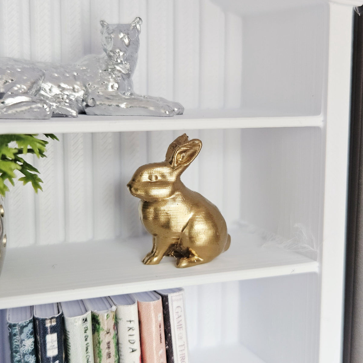 Dolls House Bunny Ornament | Miniature Rabbit Figure | Shelf Decor | 1:12 Scale