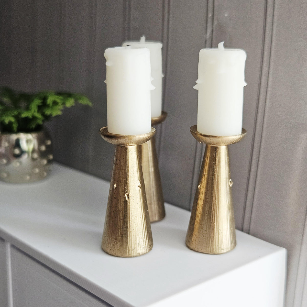 Dolls House Candle Stick Set | 3 Mini Candles & Holders | Mantel & Table Decor | 1:12 Scale