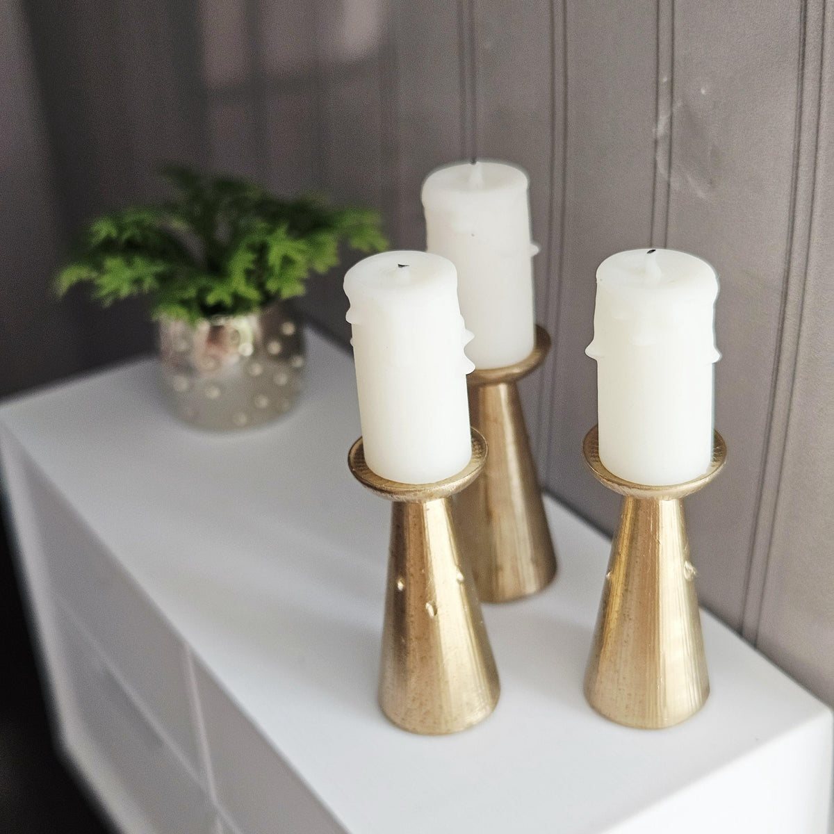 Dolls House Candle Stick Set | 3 Mini Candles & Holders | Mantel & Table Decor | 1:12 Scale