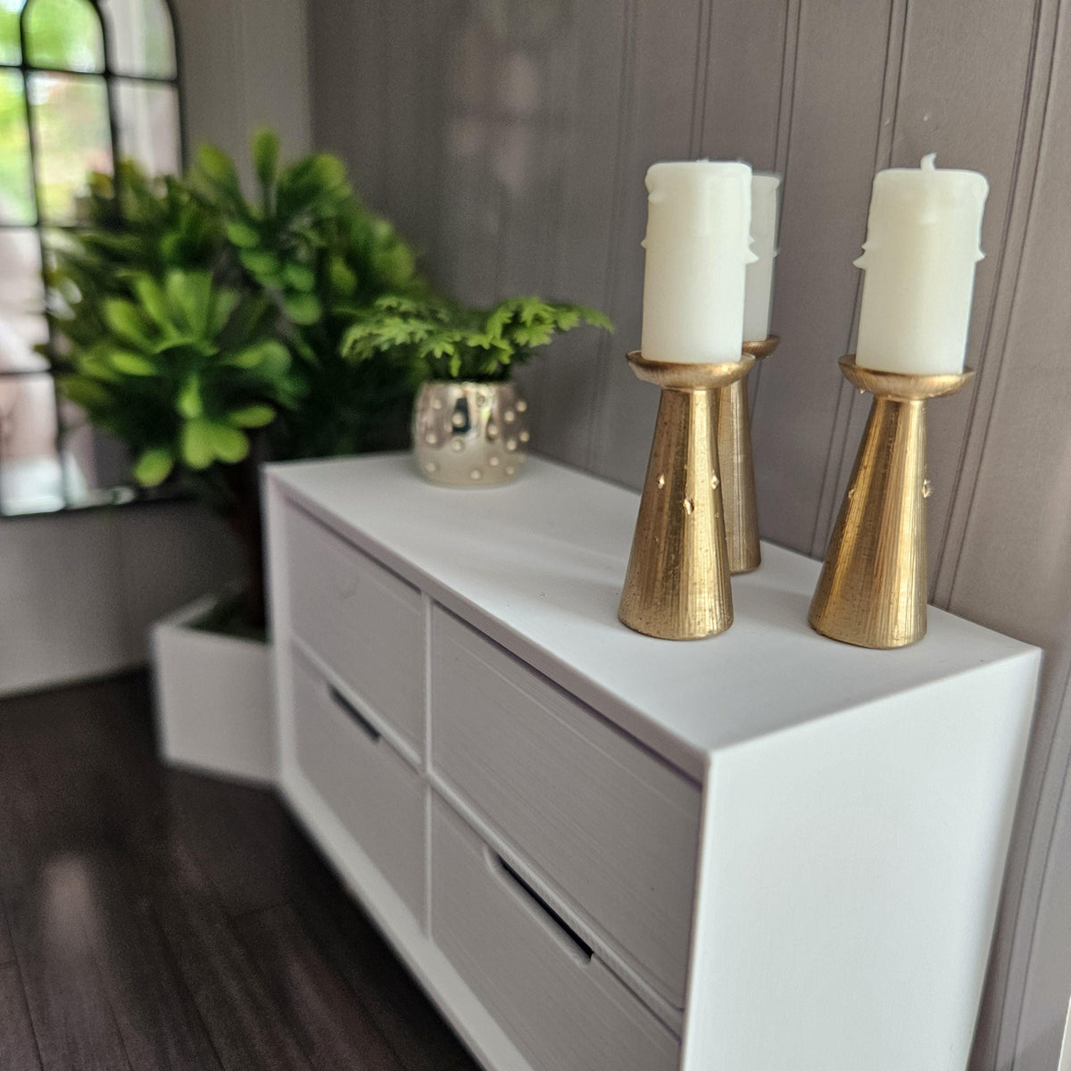 Dolls House Candle Stick Set | 3 Mini Candles & Holders | Mantel & Table Decor | 1:12 Scale